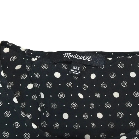 Madewell Petal Play 100% Silk Romper Black Polka Dot Open Back Black  XXS - Picture 3 of 6